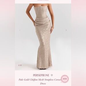 House of CB Persephone Strapless Corset Pale Gold Dress